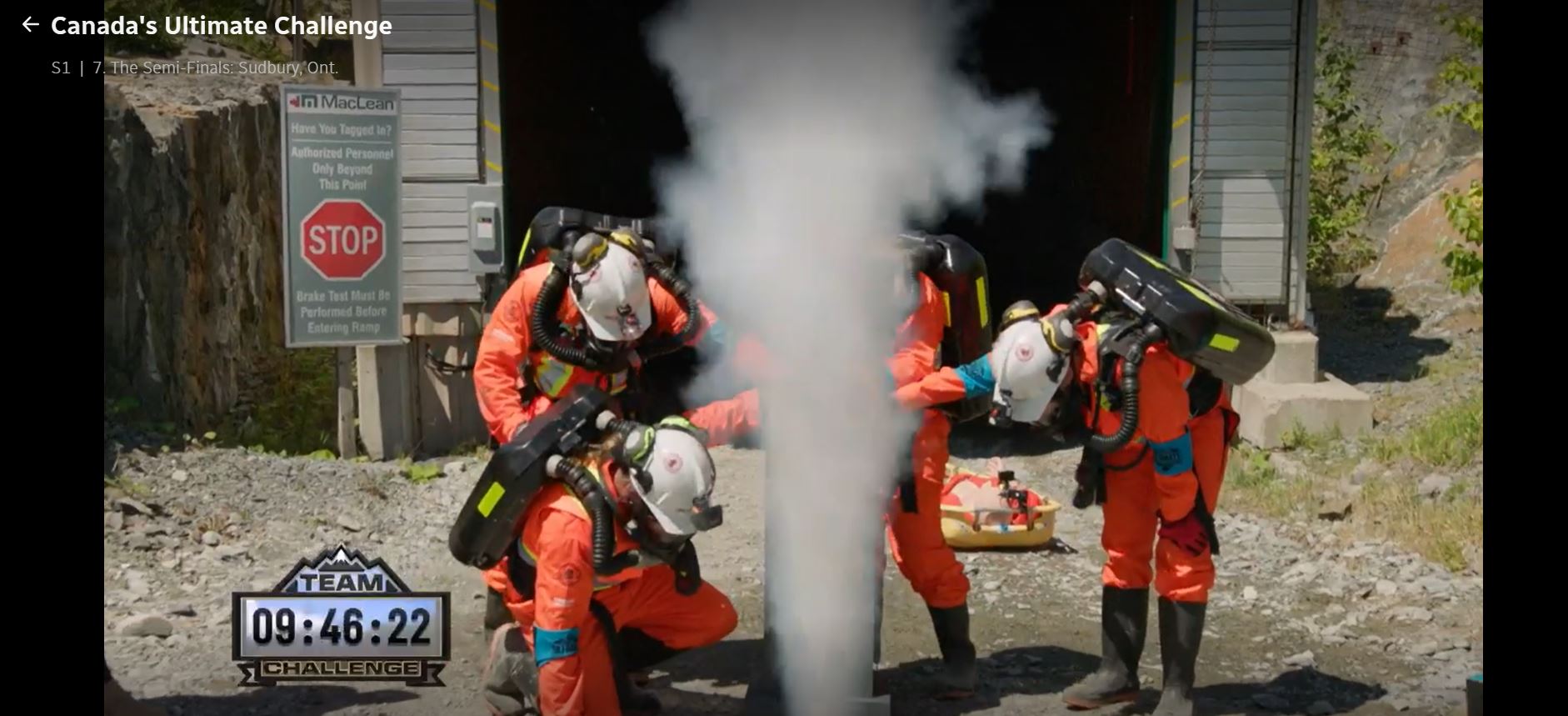 Group of four mine rescue challenge competitors
