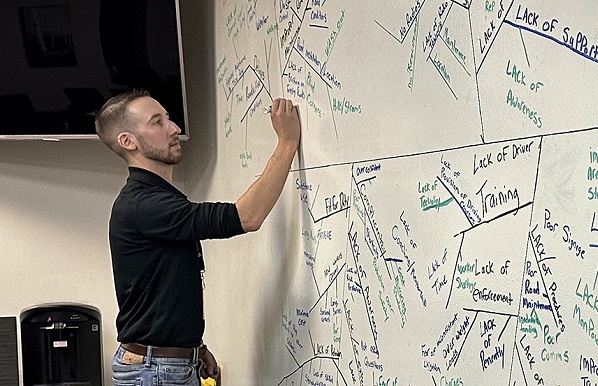 Man writing on whiteboard