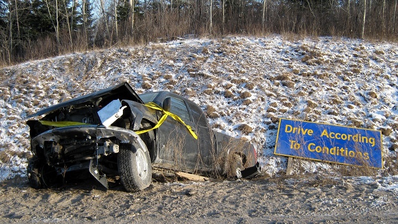 Truck crash on forest road