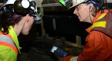 Mining workers underground