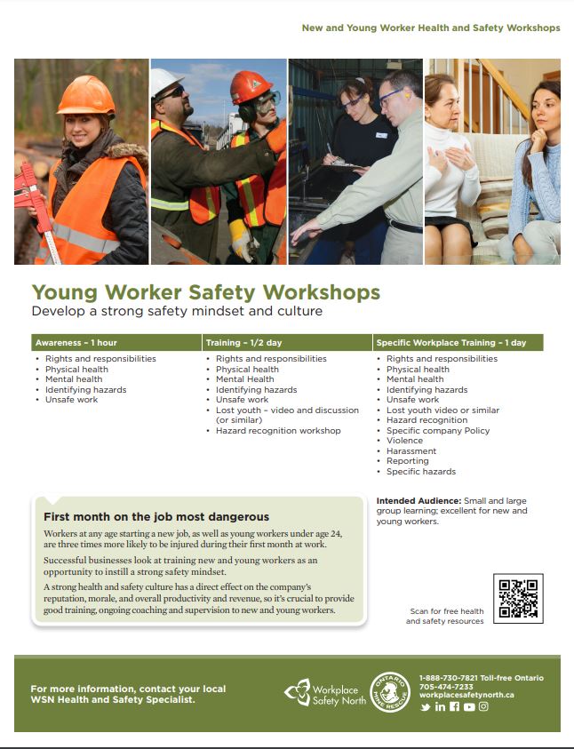 Cover of New and Young Worker Safety Workshops information sheet